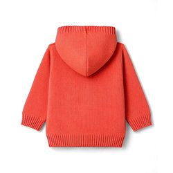 Babyhug Knitted Full Sleeves Hooded Sweater Set - Red