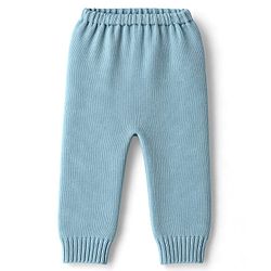 Babyhug Knitted Full Sleeves Sweater Set With Swan Print - Light Blue