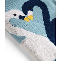 Babyhug Knitted Full Sleeves Sweater Set With Swan Print - Light Blue