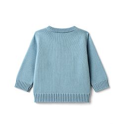 Babyhug Knitted Full Sleeves Sweater Set With Swan Print - Light Blue