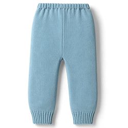 Babyhug Knitted Full Sleeves Sweater Set With Swan Print - Light Blue