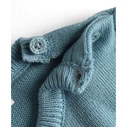Babyhug Knitted Full Sleeves Sweater Set With Swan Print - Light Blue