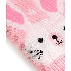 Babyhug Knitted Full Sleeves Sweater Set With Bunny Print - Pink
