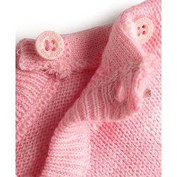 Babyhug Knitted Full Sleeves Sweater Set With Bunny Print - Pink