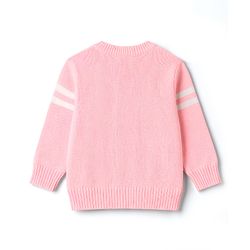 Babyhug Knitted Full Sleeves Sweater Set With Bunny Print - Pink