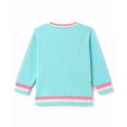 Babyhug Knitted Full Sleeves Solid Sweater Set with Cable Knit Design - Light Blue