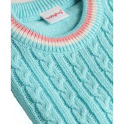 Babyhug Knitted Full Sleeves Solid Sweater Set with Cable Knit Design - Light Blue