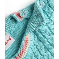 Babyhug Knitted Full Sleeves Solid Sweater Set with Cable Knit Design - Light Blue
