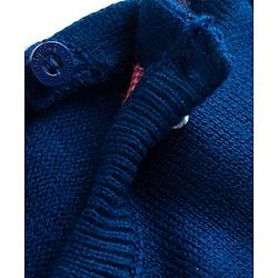 Babyhug Knitted Full Sleeves Sweater Set With Tractor Design - Navy Blue