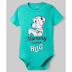 Babyhug Disney 100% Cotton Knit Half Sleeves Striped Onesies With 101 Dalmatians Graphics Pack Of 3 - Blue Green & White