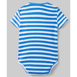 Babyhug Disney 100% Cotton Knit Half Sleeves Striped Onesies With 101 Dalmatians Graphics Pack Of 3 - Blue Green & White