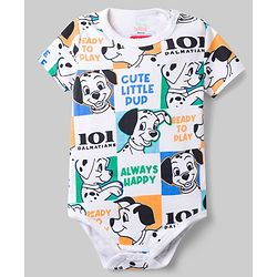 Babyhug Disney 100% Cotton Knit Half Sleeves Striped Onesies With 101 Dalmatians Graphics Pack Of 3 - Blue Green & White