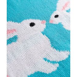 Babyhug Knitted Full Sleeves Sweater Set With Bunny Design - Light Blue