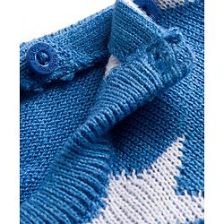 Babyhug Knitted Full Sleeves Sweater Set With Star Design - Blue