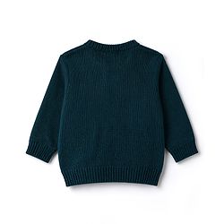 Babyhug Knitted Full Sleeves Sweater Set With Snowman Design - Navy Blue