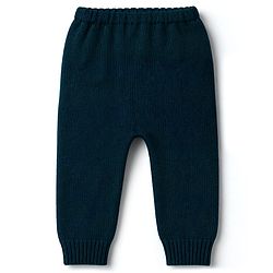 Babyhug Knitted Full Sleeves Sweater Set With Snowman Design - Navy Blue