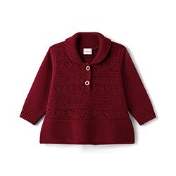 Babyhug Knitted Full Sleeves Sweater Set - Wine