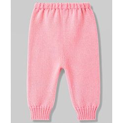 Babyhug Knitted Full Sleeves Sweater Set With Floral Design - Pink