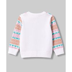 Babyhug Knitted Full Sleeves Sweater Set With Floral Design - Pink