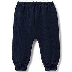 Babyhug Knitted Full Sleeves Sweater Set With Santa Design - Navy Blue