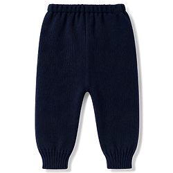 Babyhug Knitted Full Sleeves Sweater Set With Santa Design - Navy Blue