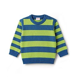 Babyhug Knitted Full Sleeves Striped Sweater Set - Green