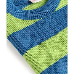 Babyhug Knitted Full Sleeves Striped Sweater Set - Green
