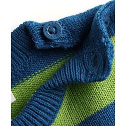 Babyhug Knitted Full Sleeves Striped Sweater Set - Green