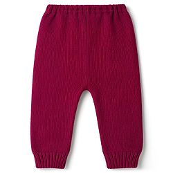 Babyhug Knitted Full Sleeves Sweater Set With Heart Design - Wine