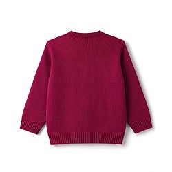 Babyhug Knitted Full Sleeves Sweater Set With Heart Design - Wine