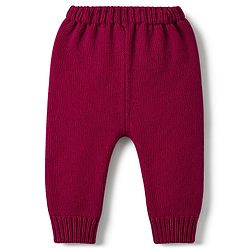 Babyhug Knitted Full Sleeves Sweater Set With Heart Design - Wine