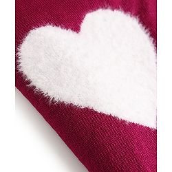 Babyhug Knitted Full Sleeves Sweater Set With Heart Design - Wine