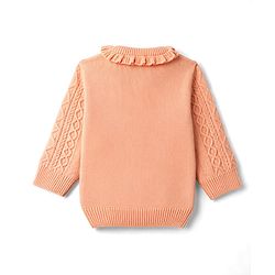Babyhug Knitted Full Sleeves Sweater Set - Peach