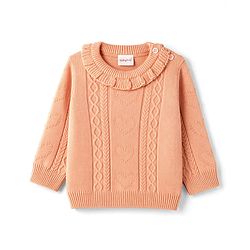 Babyhug Knitted Full Sleeves Sweater Set - Peach