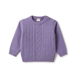 Babyhug Knitted Full Sleeves Sweater Set - Lavender