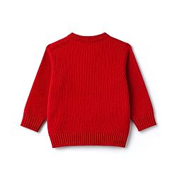 Babyhug Knitted Full Sleeves Sweater Set With Christmas Tree Design - Red