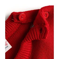 Babyhug Knitted Full Sleeves Sweater Set With Christmas Tree Design - Red