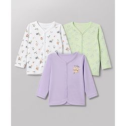 Babyhug 100% Cotton Interlock Knit Jhablas with Lion & Cloud Print Pack of 3 in White Purple & Green
