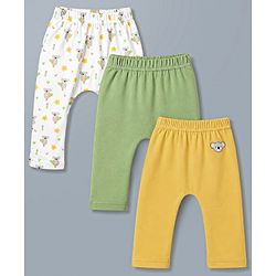 Babyhug 100% Cotton Knit Full Length Diaper Leggings With Koala Print Pack of 3 - Multicolor