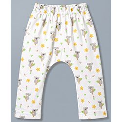 Babyhug 100% Cotton Knit Full Length Diaper Leggings With Koala Print Pack of 3 - Multicolor