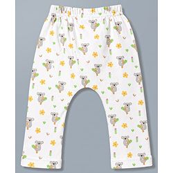 Babyhug 100% Cotton Knit Full Length Diaper Leggings With Koala Print Pack of 3 - Multicolor