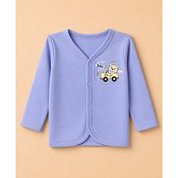 Babyhug 100% Cotton Interlock Knit Full Sleeves Jhablas with Cute Baby Bear Embroidery and Bear Travel Print Pack of 3 - White, Light Grey, Lavender