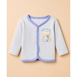 Babyhug 100% Cotton Interlock Knit Full Sleeves Jhablas with Cute Baby Bear Embroidery and Bear Travel Print Pack of 3 - WHite, Grey, Lilac