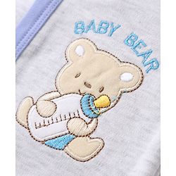 Babyhug 100% Cotton Interlock Knit Full Sleeves Jhablas with Cute Baby Bear Embroidery and Bear Travel Print Pack of 3 - White, Light Grey, Lavender