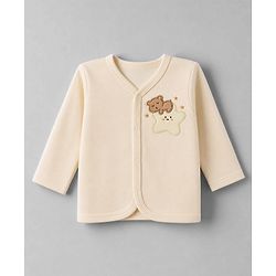 Babyhug 100% Cotton Knit Full Sleeves Striped Jhablas With Patch Pack Of 3 - White