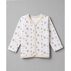 Babyhug 100% Cotton Knit Full Sleeves Striped Jhablas With Patch Pack Of 3 - White