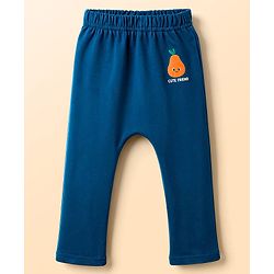 Babyhug 100% Cotton Interlock Knit Full Length Diaper Leggings with Stripes & Fruits Print Pack of 3 - Blue