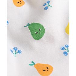 Babyhug 100% Cotton Interlock Knit Full Length Diaper Leggings with Stripes & Fruits Print Pack of 3 - Blue