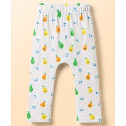 Babyhug 100% Cotton Interlock Knit Full Length Diaper Leggings with Stripes & Fruits Print Pack of 3 - Blue