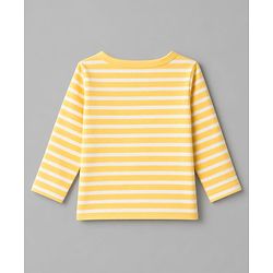 Babyhug 100% Cotton Interlock Knit Front Open Full Sleeves Striped Jhablas With Teddy Bear Print & Applique Pack of 3 - Yellow, White & Light Blue